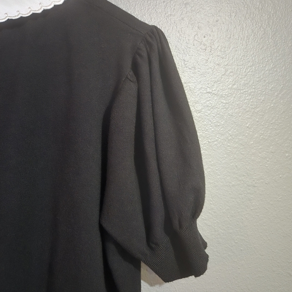 Sioni Black & White Beaded Collar Sweater Top Size 2XL - Picture 7 of 16